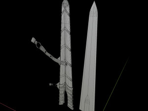 Fantasy Sword Game Ready PBR Unity UE Arnold V-Ray Textures Included Model 3D