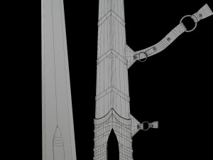 Fantasy Sword Game Ready PBR Unity UE Arnold V-Ray Textures Included Model 3D