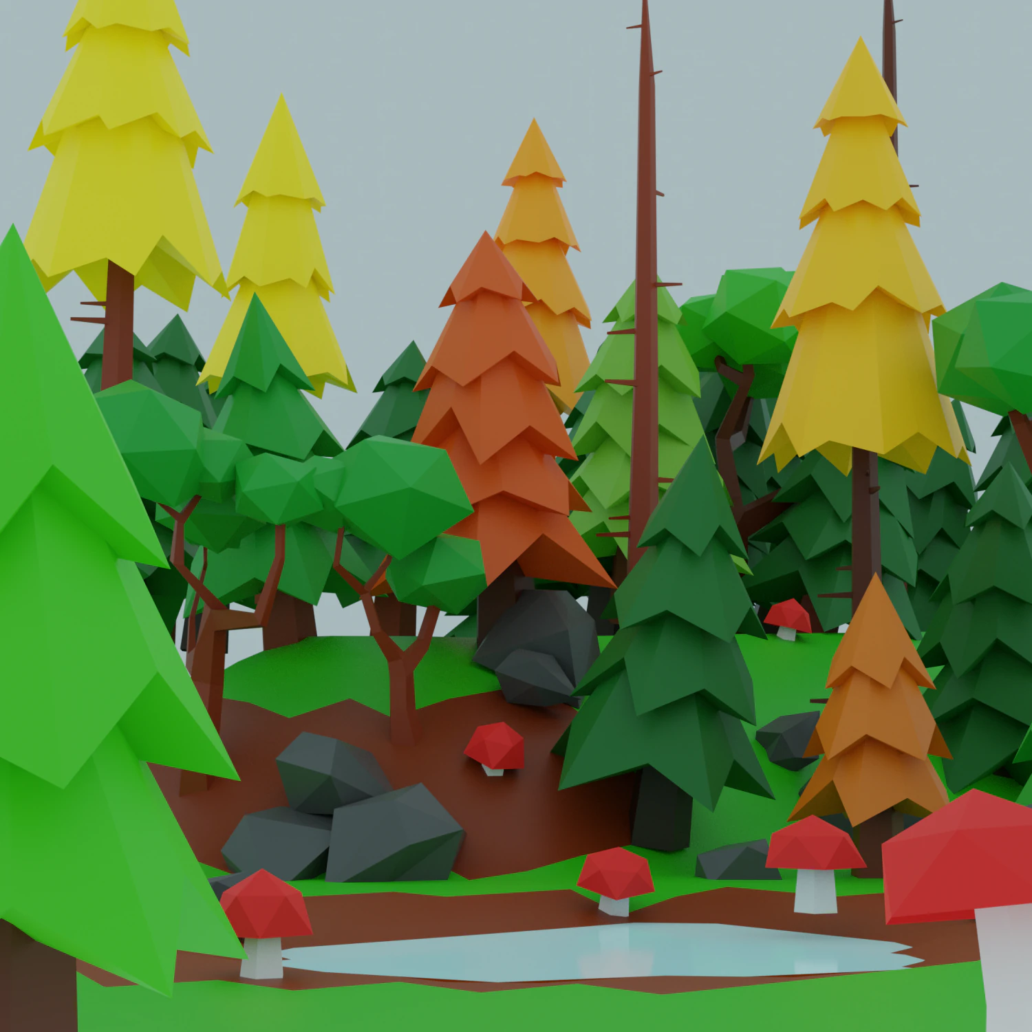 Complete pack of nature assets - low poly 3D Model .c4d .max .obj .3ds .fbx .stl .blend 