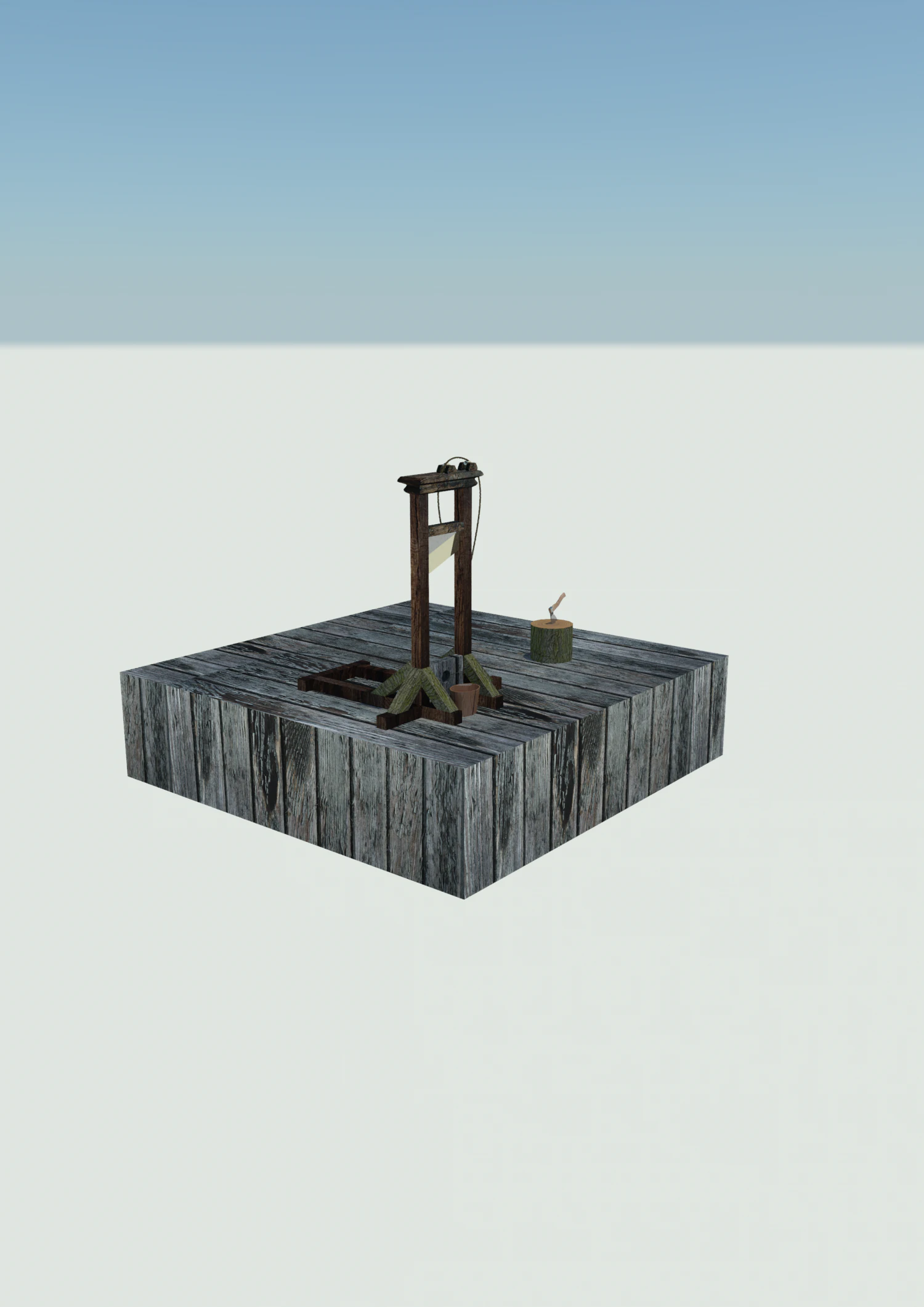 The guillotine and the block 3D Model .c4d .max .obj .3ds .fbx .stl .blend
