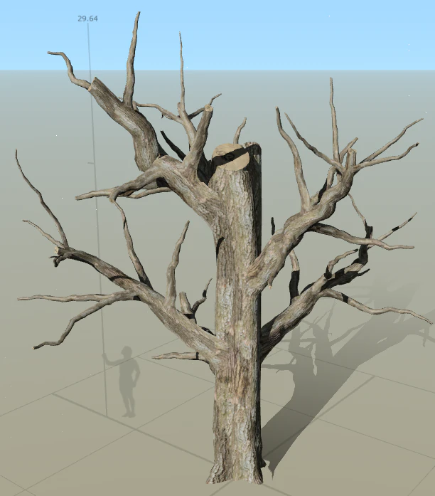 Tree trunk with dry branches 3D Model .c4d .max .obj .3ds .fbx .stl .blend 