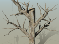 Tree trunk with dry branches 3D Models