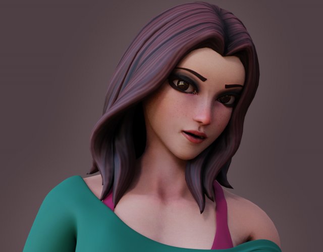 Angela Cartoon Rig 3D 모델 .c4d .max .obj .3ds .fbx .stl .blend 