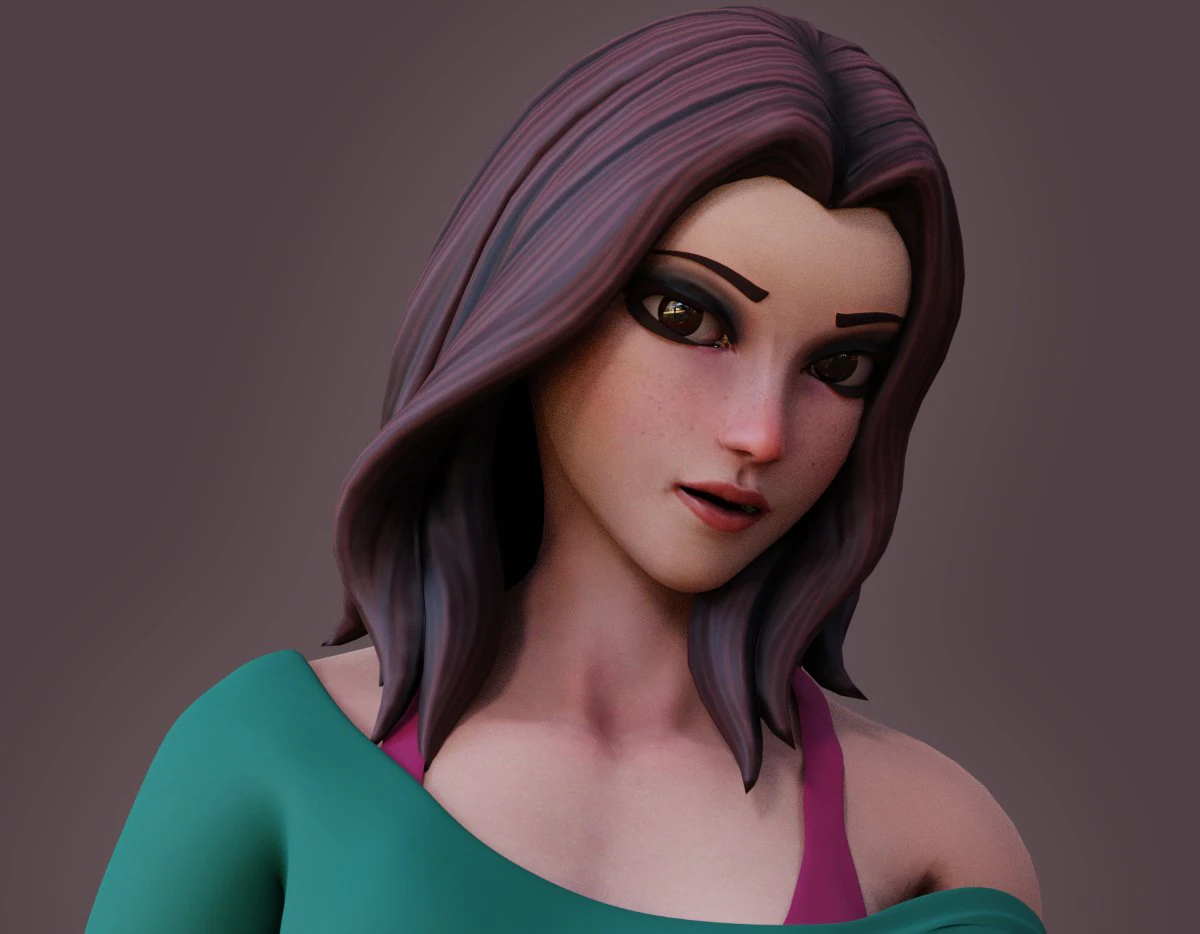 Angela Cartoon Rig 3D Model .c4d .max .obj .3ds .fbx .stl .blend 