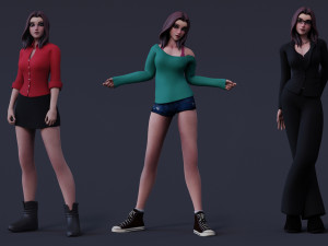 Angela Cartoon Rig 3D 모델