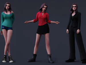 Angela Cartoon Rig 3D Model