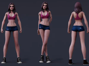 Angela Cartoon Rig 3D Model