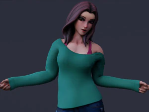 Angela Cartoon Rig 3D Model
