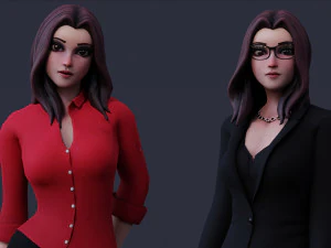 Angela Cartoon Rig 3D Model