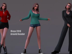 Angela Cartoon Rig 3D Model