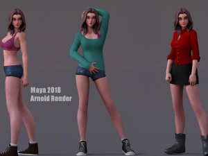 Angela Cartoon Rig 3D Model