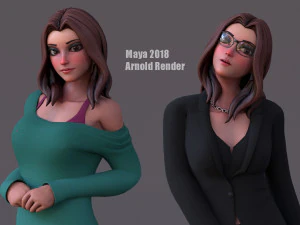 Angela Cartoon Rig 3D Model