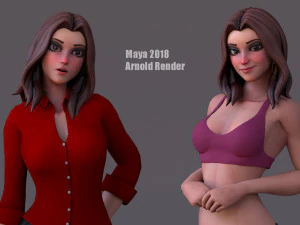 Angela Cartoon Rig 3D Model
