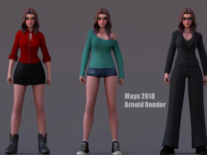 Angela Cartoon Rig 3D Model
