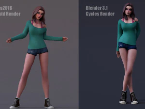 Angela Cartoon Rig 3D Model