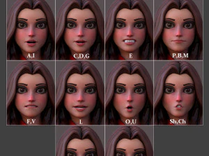 Angela Cartoon Rig 3D Model