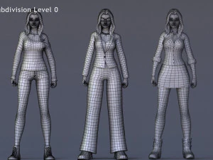 Angela Cartoon Rig 3D Model