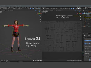 Angela Cartoon Rig 3D Model