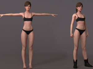 Female Base Rig with Outfit 3D-Modell