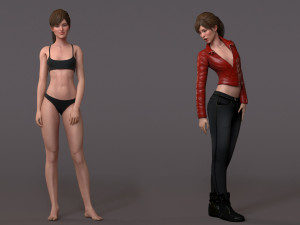 Female Base Rig with Outfit 3D-Modell