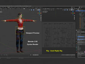 Female Base Rig with Outfit 3D Model