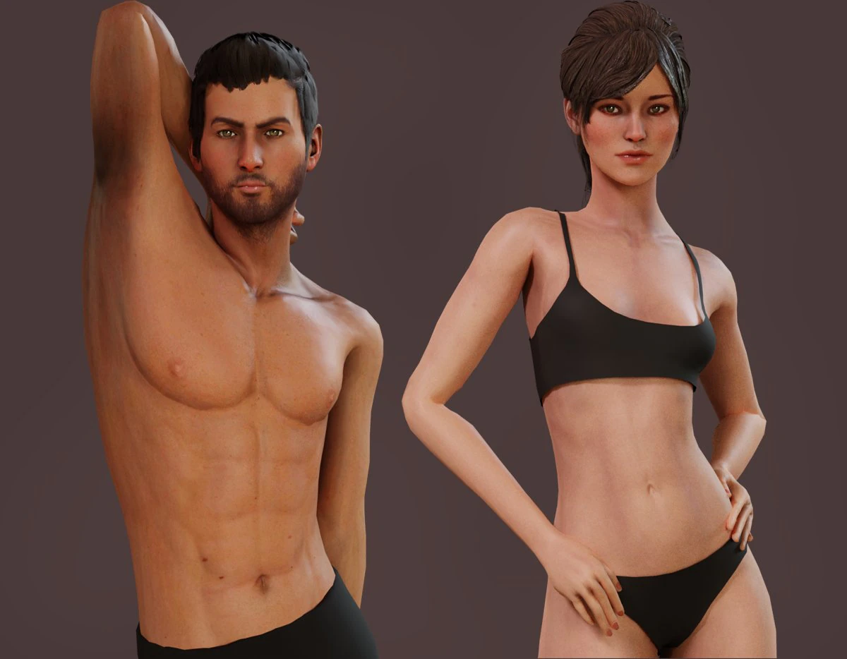 Male Female Base Rig 3D Model .c4d .max .obj .3ds .fbx .stl .blend 