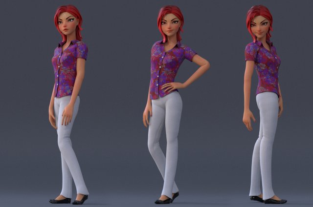 Violet Rig Ver3 3D Model in Cartoon 3DExport