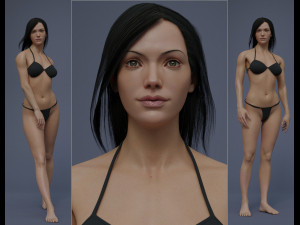 Female Base Black Hair Rig 3D Model
