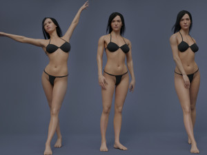Female Base Black Hair Rig 3D 모델