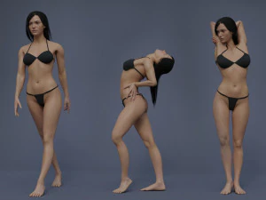 Female Base Black Hair Rig 3D Model