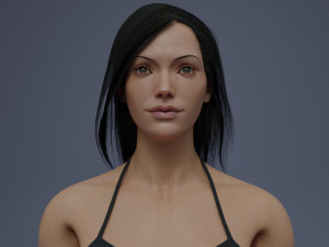 Female Base Black Hair Rig 3D 모델