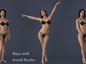Female Base Black Hair Rig 3D 모델