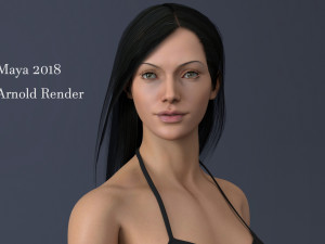 Female Base Black Hair Rig 3D 모델
