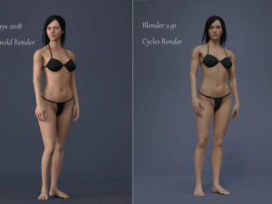 Female Base Black Hair Rig 3D Model