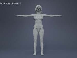 Female Base Black Hair Rig 3D 모델