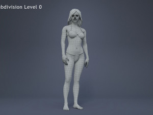 Female Base Black Hair Rig 3D 모델