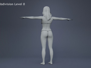 Female Base Black Hair Rig 3D 모델