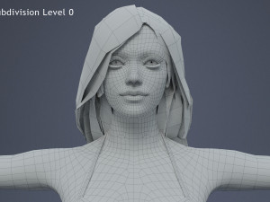 Female Base Black Hair Rig 3D 모델