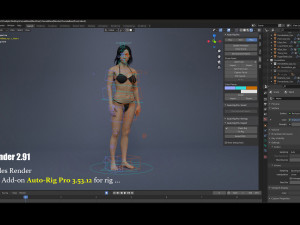 Female Base Black Hair Rig 3D 모델