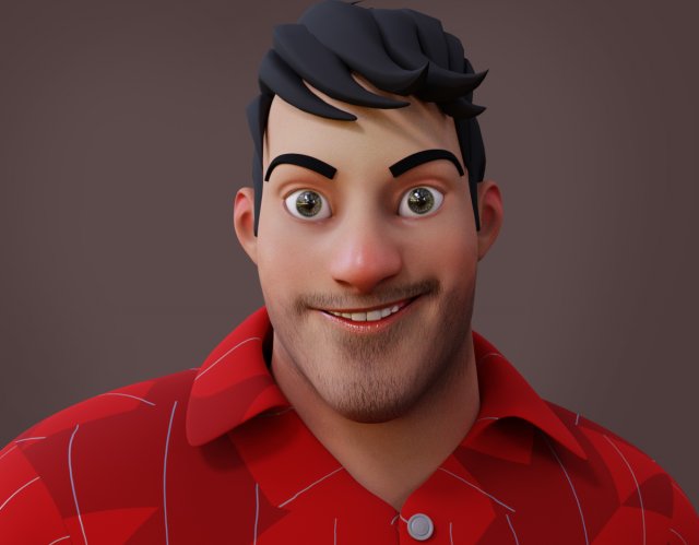 David Cartoon Rig 3D Model .c4d .max .obj .3ds .fbx .stl .blend 