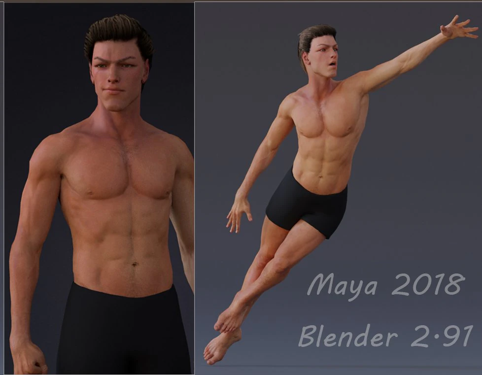 Male Base Rig 3D Model .c4d .max .obj .3ds .fbx .stl .blend