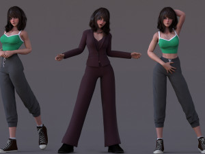Angela Cartoon Rig Ver 2 Modèle 3D