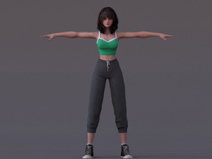 Angela Cartoon Rig Ver 2 Modèle 3D