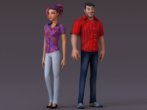 David Violet Cartoon Rig 3Dモデル