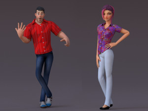 David Violet Cartoon Rig 3Dモデル