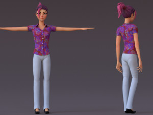David Violet Cartoon Rig 3Dモデル