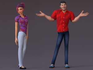 David Violet Cartoon Rig 3Dモデル