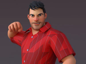 David Violet Cartoon Rig 3D Model