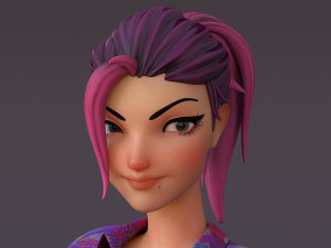 David Violet Cartoon Rig 3Dモデル