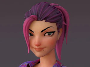 David Violet Cartoon Rig 3D Model